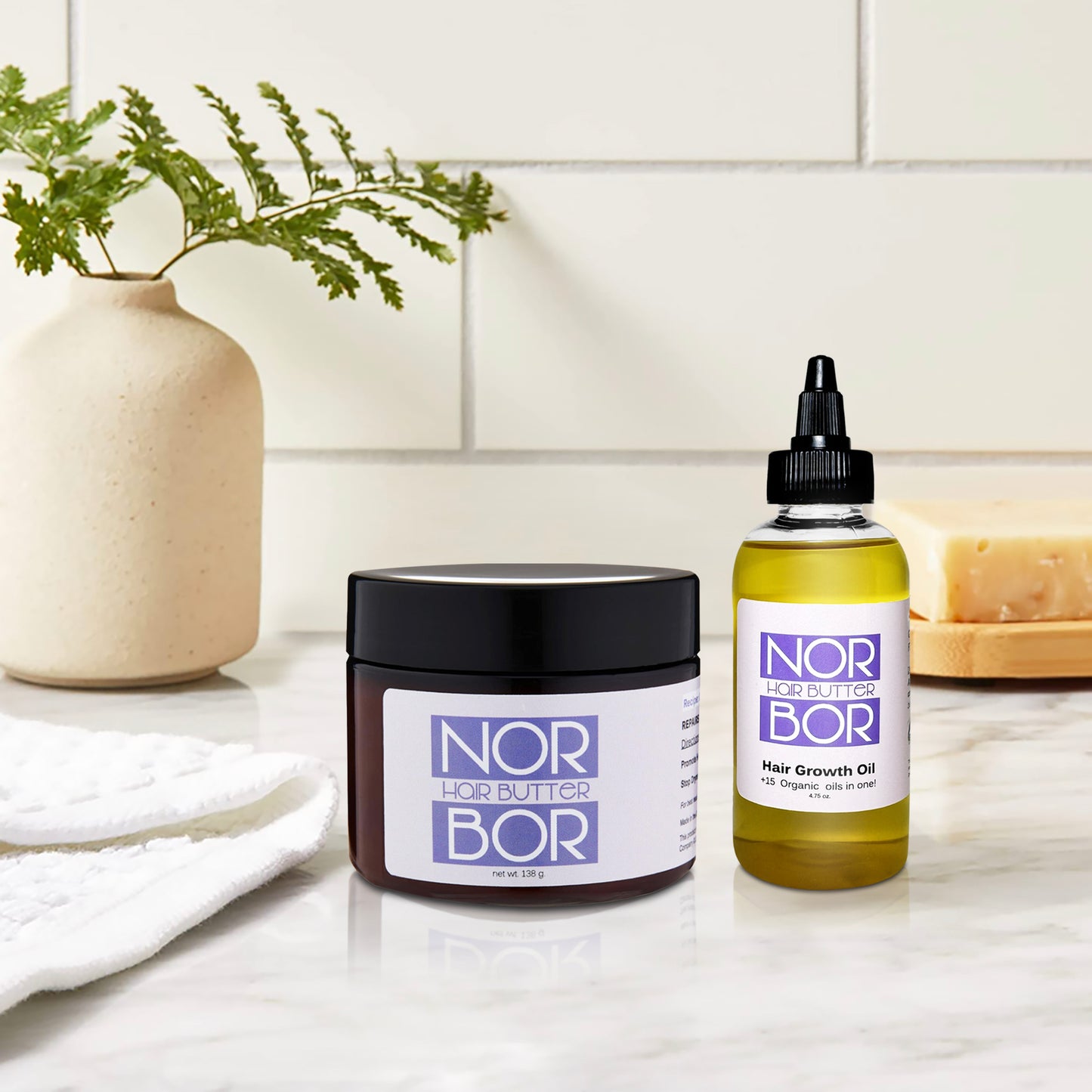 NORBOR BEAUTY - Organic Hair Growth Kit (Hair Oil + Scalp Butter)